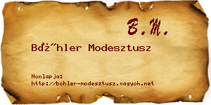 Böhler Modesztusz névjegykártya